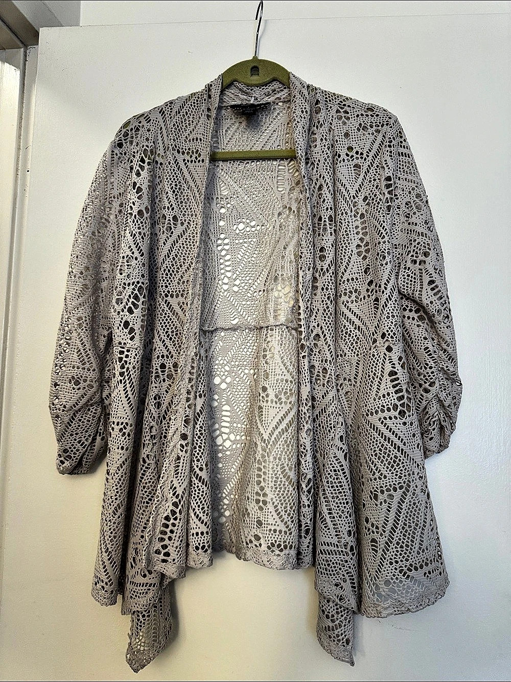 Style&co. Lace Open-Front Blouse in White Size Large